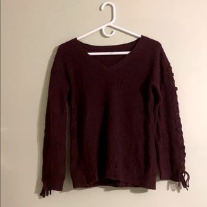 American Eagle Maroon V Neck Sweater